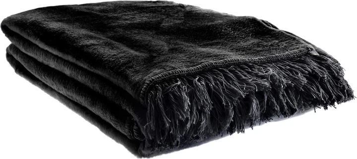 Koc Kadax bawełniany z frędzlami czarny 150 x 200 cm (5903699409282) - obraz 2