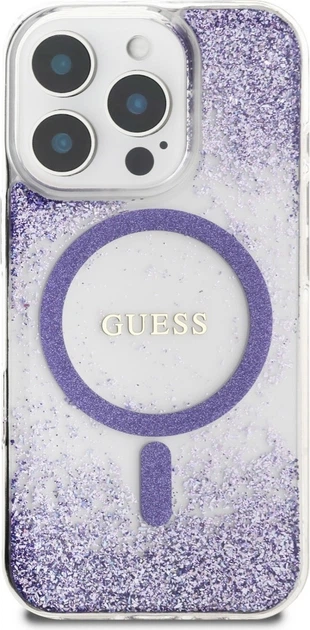 Панель Guess Resin Gradient Glitter MagSafe для Apple iPhone 16 Pro Max Purple (GUHMP16XRGRGEU) - зображення 2