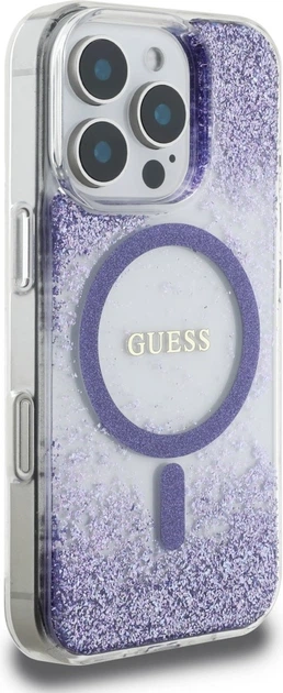 Панель Guess Resin Gradient Glitter MagSafe для Apple iPhone 16 Pro Max Purple (GUHMP16XRGRGEU) - зображення 3