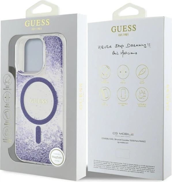 Панель Guess Resin Gradient Glitter MagSafe для Apple iPhone 16 Pro Max Purple (GUHMP16XRGRGEU) - зображення 8