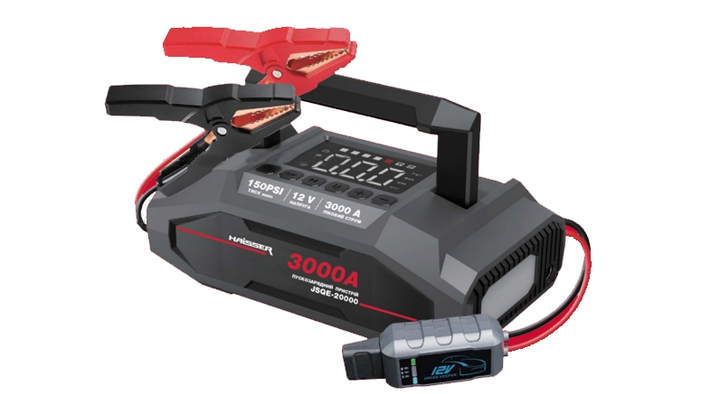 Пусковое устройство HAISSER JSQE-20000 (3000 А, POWER BANK 20000 мАч, компрессор 10 атм, фонарь) в комплекте с рабочими перчатками - изображение 2