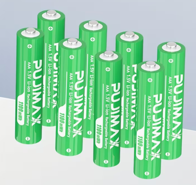 Аккумуляторные батарейки набор 4AAА+4AA в зарядном боксе 1100mWh Li-Ion 1.5v мизинчиковые и 4255mWh Li-Ion 1.5v пальчиковые аккумуляторы с зарядкой кейс Pujimax (4+4)шт - изображение 3