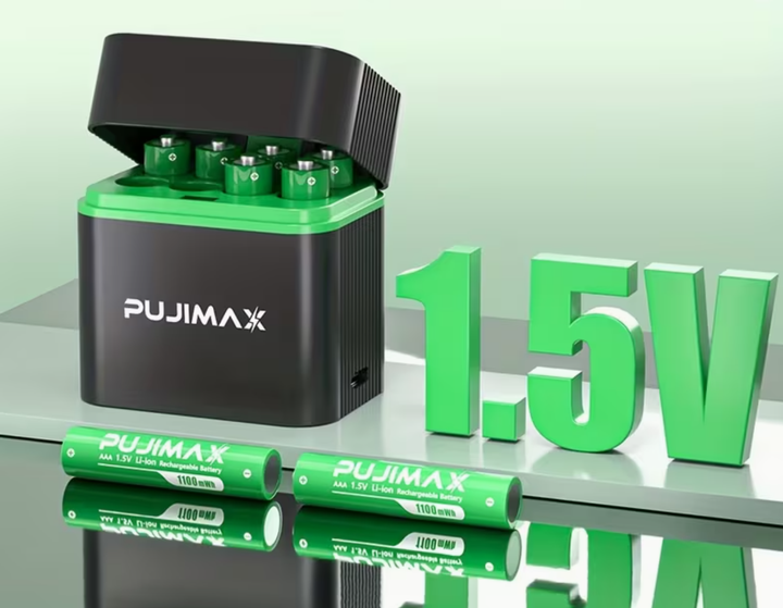Аккумуляторные батарейки набор 4AAА+4AA в зарядном боксе 1100mWh Li-Ion 1.5v мизинчиковые и 4255mWh Li-Ion 1.5v пальчиковые аккумуляторы с зарядкой кейс Pujimax (4+4)шт - изображение 4
