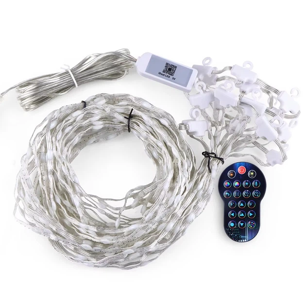 Смарт гірлянда Штора від USB, 2х2м, 400 LED, з пультом, Різнокольорова - зображення 3