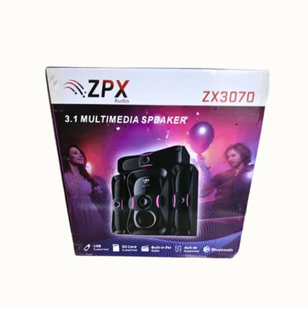 Акустична система ZPX ZX3070 мультимедійна 3.1, сабвуфер 80 Вт, Bluetooth, AUX, USB, SD - изображение 4