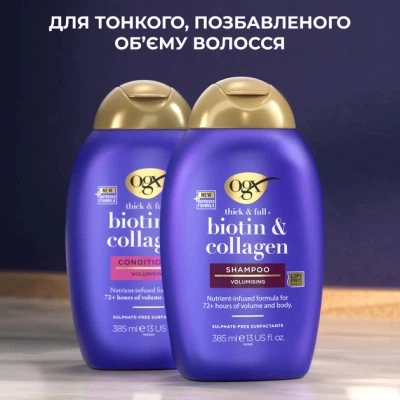 Набір косметики OGX Біотинова формула з колагеном для об'єму та зміцнення волосся Шампунь + Кондиціонер (3574661864952) - зображення 9