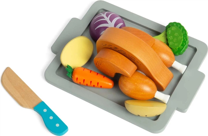 Zestaw do zabawy Bigjigs Toys do pieczenia obiadu 12 elementów 37043 (0691621850435) - obraz 4