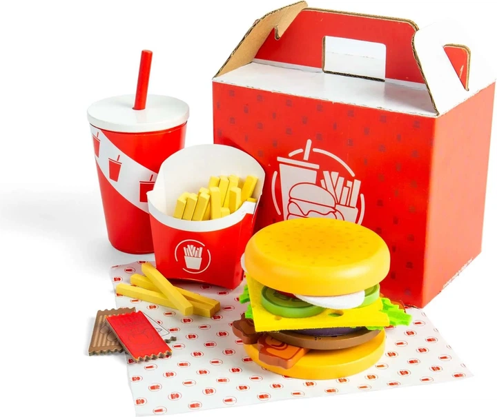 Zestaw do zabawy Bigjigs Toys Burger i frytki 48 elementów 37024 (0691621850244) - obraz 4