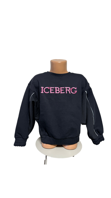 Світшот для дівчинки Iceberg чорний з обʼємним логотипом та контрастними вставками на рукавах 6–7 років 116 см - Фото 1 Світшот для дівчинки Iceberg чорний з обʼємним логотипом та контрастними вставками на рукавах 6–7 років 116 см - зображення 1