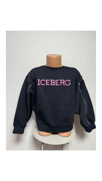 Світшот для дівчинки Iceberg чорний з обʼємним логотипом та контрастними вставками на рукавах 6–7 років 116 см - Фото 2 Світшот для дівчинки Iceberg чорний з обʼємним логотипом та контрастними вставками на рукавах 6–7 років 116 см - зображення 2