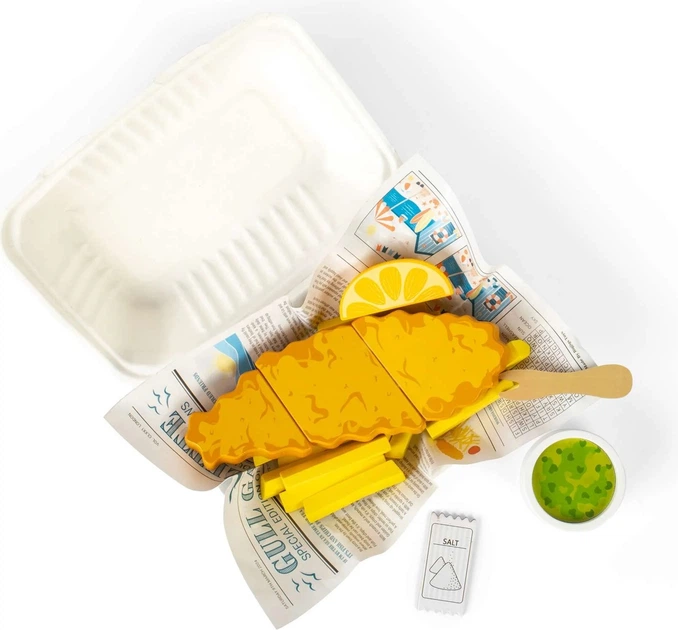 Zestaw do zabawy Bigjigs Toys Ryba i frytki 26 elementów 37028 (0691621850282) - obraz 2