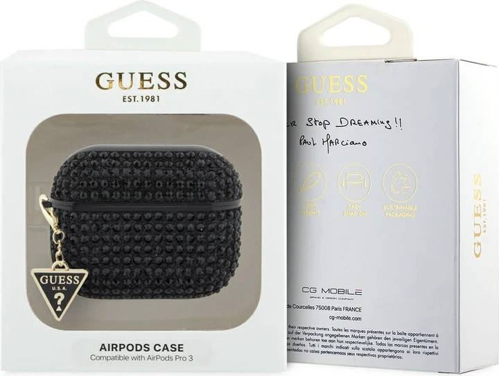 Чохол Guess Rhinestone Triangle Charm для Apple AirPods Pro 3 Black (GUAP3HDGTPK) - зображення 3