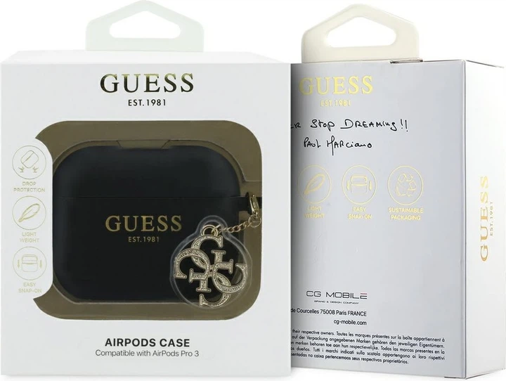 Чохол Guess Silicone 4G Charm для Apple AirPods Pro 3 Black (GUAP3LECG4K) - зображення 4