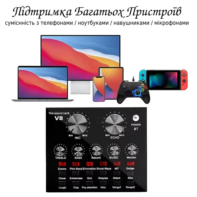 Микрофон конденсаторный BM-800 с USB звуковой картой V8 – комплект для стрима, гейминга и подкастов, черный - изображение 7