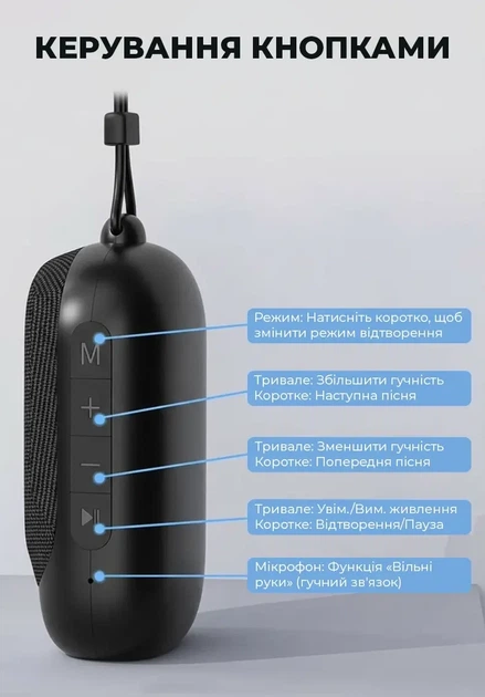 Беспроводная портативная колонка Deyric HF12 5W с Bluetooth 5.4 и аккумулятором 500 mAh Black - Фото 9 Беспроводная портативная колонка Deyric HF12 5W с Bluetooth 5.4 и аккумулятором 500 mAh Black - изображение 9