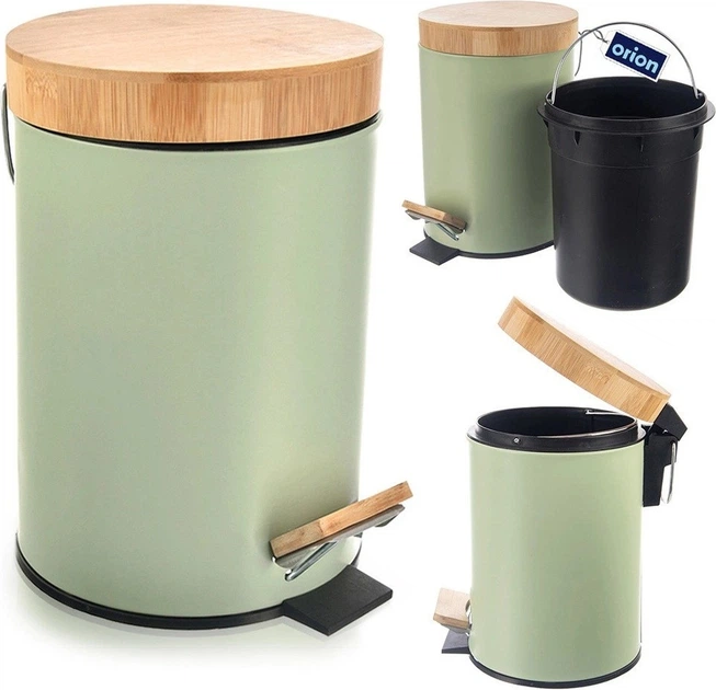 Kosz na śmieci Orion GREENISH z pedałem 3 l Zielony (8592381197582) - obraz 5