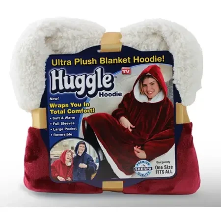 Плюшевое одеяло с капюшоном Huggle Hoodie универсальный размер - Фото 2 Плюшевое одеяло с капюшоном Huggle Hoodie универсальный размер - изображение 2