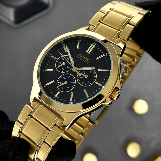 Чоловічий годинник Casio MTP-V300G-1A чорний 50 м - зображення 2