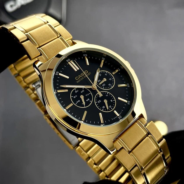 Чоловічий годинник Casio MTP-V300G-1A чорний 50 м - зображення 3