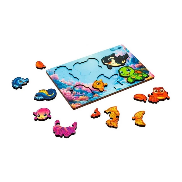 Деревянный пазл-вкладыш "Умный мир: Морские друзья" PuzzleOK Puz-88748 А5, 18 элементов - Фото 2 Деревянный пазл-вкладыш "Умный мир: Морские друзья" PuzzleOK Puz-88748 А5, 18 элементов - изображение 2