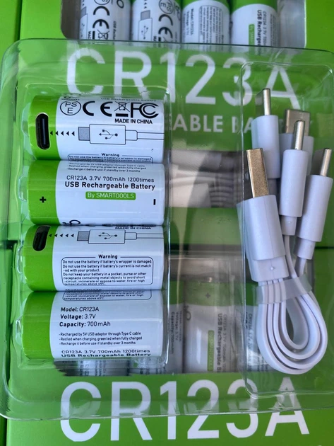 Аккумуляторы CR123A (16340) с разъемом TYPE-C (4 шт., 700 mAh, 3.7V) - изображение 6