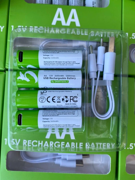 Батарейки аккумуляторные Smartoools AА с разъемом Type-C 1,5V 2600Wh 4 шт. - Фото 6 Батарейки аккумуляторные Smartoools AА с разъемом Type-C 1,5V 2600Wh 4 шт. - изображение 6