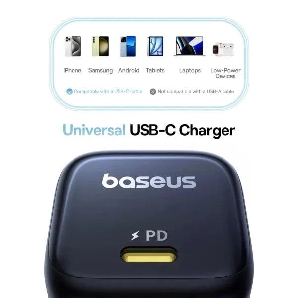 Мережевий зарядний пристрій 45W Baseus PicoGo GaN6 Type-C Fast Charger P10176800123-00 швидка зарядка QC3.0/PD3.0 Black - зображення 7