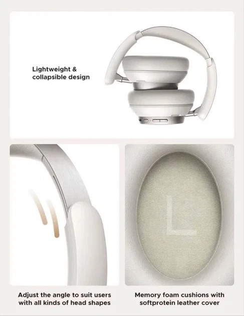 Бездротові навушники Ugreen Studio Pro (HP206) — Hi-Res Audio, LDAC, ANC 48 дБ, до 120 годин (White) - Фото 8 Бездротові навушники Ugreen Studio Pro (HP206) — Hi-Res Audio, LDAC, ANC 48 дБ, до 120 годин (White) - зображення 8