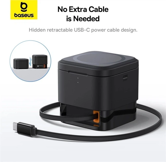 Беспроводное зарядное устройство 2 в 1 Baseus BS-W531 MagSafe / Qi USB-C 20 Вт Black (6932172647308) - изображение 15