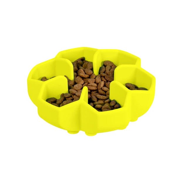 Миска для кошек и собак WAUDOG Silicone для медленного питания, желтый - 450 мл, - изображение 4