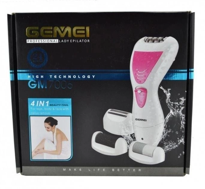 Беспроводной эпилятор 4 в 1 Gemei GM-7006 с триммером и пемзой (5022) - изображение 3