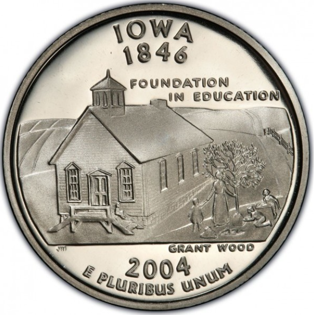 Монета 25 центів (квотер) США 2004 P BU "Штати і території - Айова". Iowa State (quarter) - Фото 1 Монета 25 центів (квотер) США 2004 P BU "Штати і території - Айова". Iowa State (quarter) - изображение 1