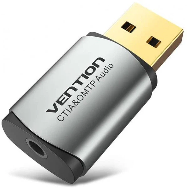 Звуковая карта USB Vention Audio USB-3.5мм 4pin Metal (OMTP-CTIA) Gray (CDLH0) - Фото 1 Звуковая карта USB Vention Audio USB-3.5мм 4pin Metal (OMTP-CTIA) Gray (CDLH0) - изображение 1