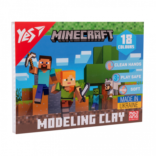 Пластилин Yes Minecraft 18 цветов 360 г - Фото 1 Пластилин Yes Minecraft 18 цветов 360 г - изображение 1