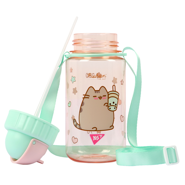 Дитяча пляшка для води Yes Pusheen 360 мл 708319 рожева дівчинці з трубочкою в школу садочок пушин - зображення 5