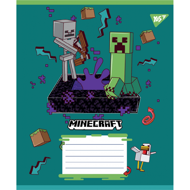 Тетрадь ученическая школьная в клетку 12 листов Minecraft майнкрафт, тетрадь 12 страниц (в ассортименте) Yes - изображение 2