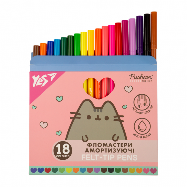 Фломастери Yes 18 кольорів Pusheen, амортизуючі - зображення 2