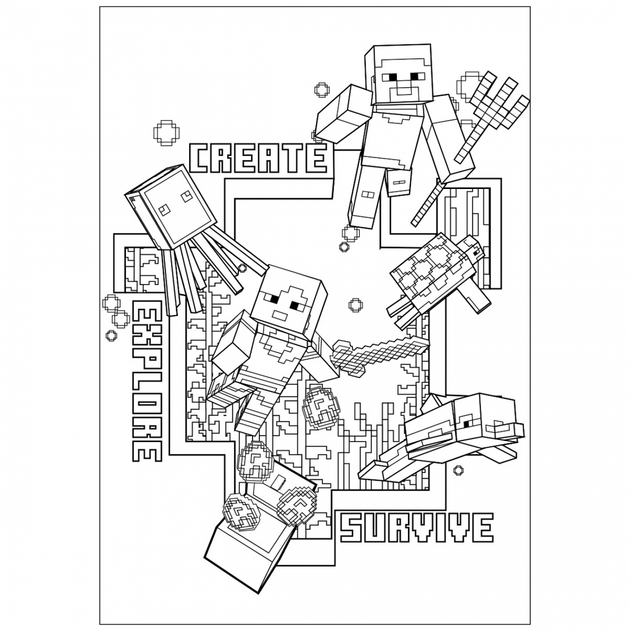 Розмальовка А4 YES Minecraft 12 стор. - Фото 4 Розмальовка А4 YES Minecraft 12 стор. - зображення 4