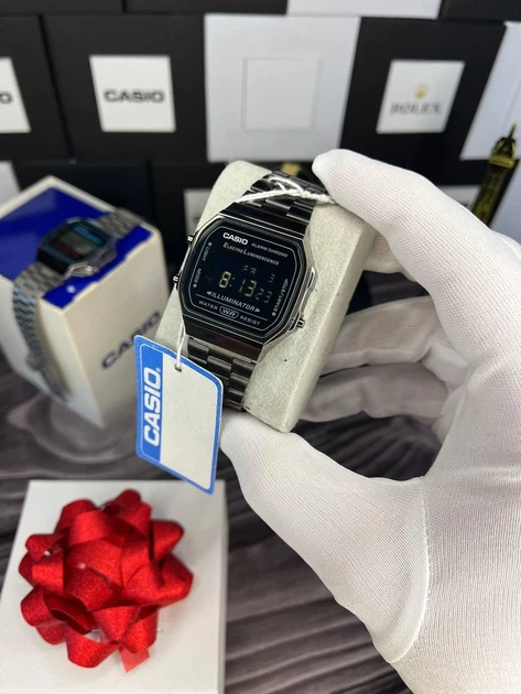Часы Casio A168WA-1YES. Черный мужской на подарок - изображение 4