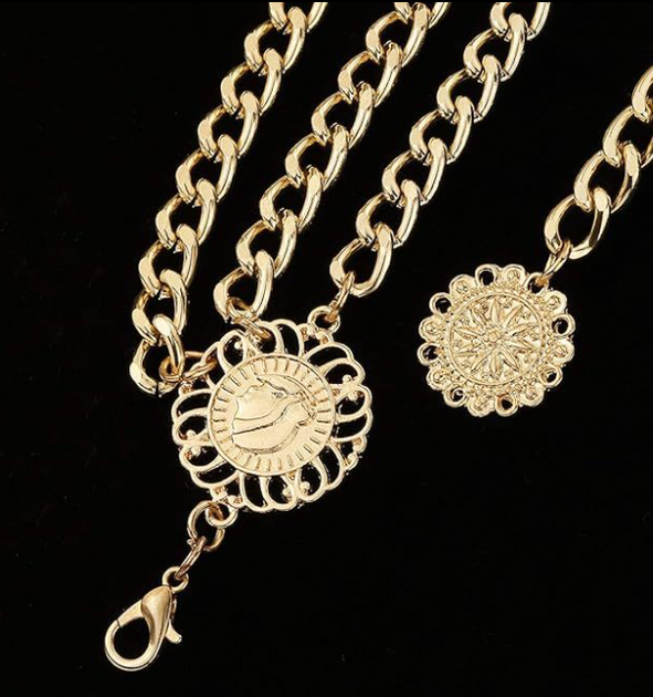 Пояс цепочка Fashion Jewerly трехслойны, украшения на талию для одежды платья в стиле old money, золотистый (SVS) - изображение 4