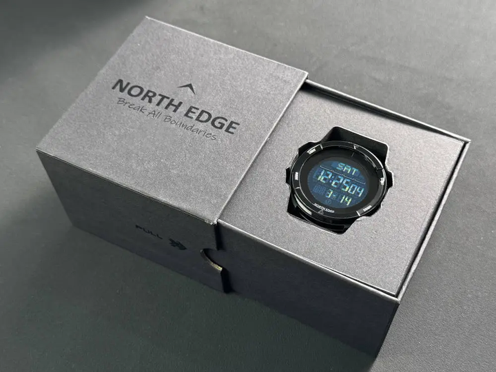 Тактичний водостійкий годинник з компасом, NORTH EDGE ALPS 5 BAR Black Original, дуже легкий і ударостійкий - Фото 8 Тактичний водостійкий годинник з компасом, NORTH EDGE ALPS 5 BAR Black Original, дуже легкий і ударостійкий - изображение 8