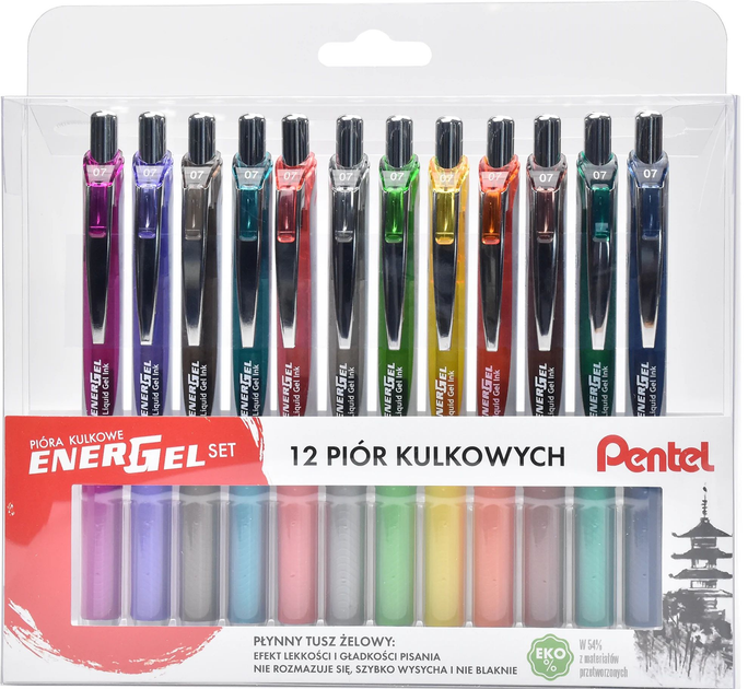 Zestaw długopisów kulkowych PENTEL BL77 w etui 12 kolorów (5902894026058) - obraz 2