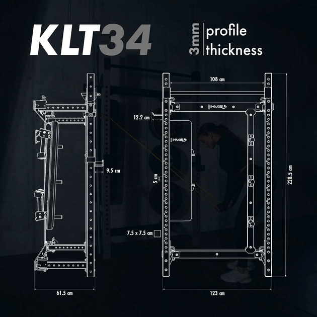 Складана силова рама з лавкою HMS KLT34, сіра - изображение 9
