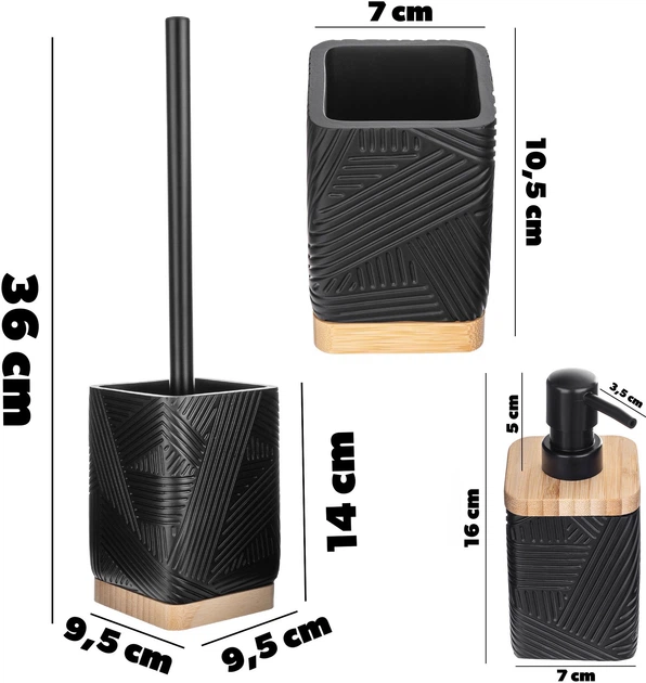 Набір аксесуарів для ванної кімнати Kadax Lunel Чорний (K10218) - зображення 2