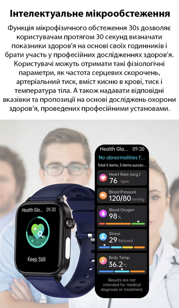 Жіночий смарт-годинник здоров'я Lemfo ET570 з тонометром, глюкометром, вимірюванням рівня кисню в крові та вимірюванням температури тіла та ЕКГ - зображення 14