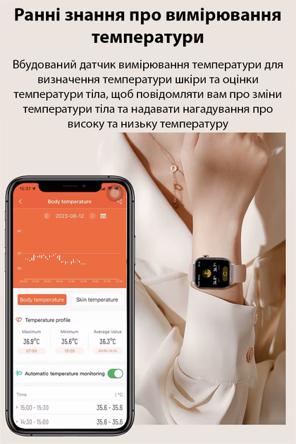 Жіночий смарт-годинник здоров'я Lemfo ET570 з тонометром, глюкометром, вимірюванням рівня кисню в крові та вимірюванням температури тіла та ЕКГ - зображення 19