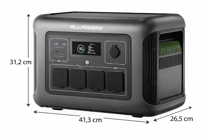 Портативна зарядна станція ALLPOWERS R1500 Lite — 1056 Вт·год, 1600 Вт (3200 Вт пікова), LiFePO₄, UPS, 4 способи заряджання, швидка зарядка - зображення 11