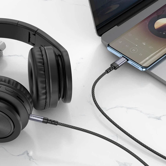 AUX кабель Borofone BL24 Graceful, Type-C, 1.0 м., Сірий - 569897 - зображення 7