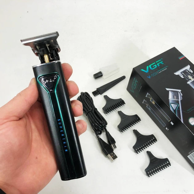 Професійна акумуляторна машинка для стрижки VGR V-009 тример для бороди та вусів. Колір: зелений - Фото 2 Професійна акумуляторна машинка для стрижки VGR V-009 тример для бороди та вусів. Колір: зелений - зображення 2