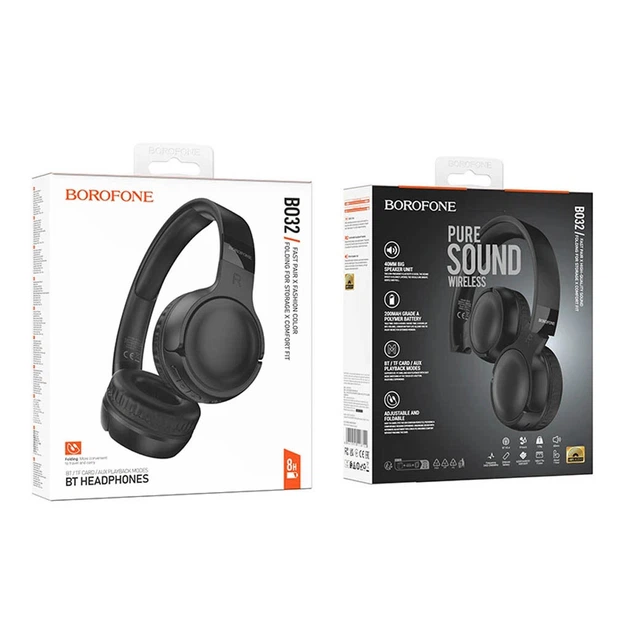 Bluetooth-гарнитура Borofone BO32 Show, Стерео, Черный - 575584 - изображение 4
